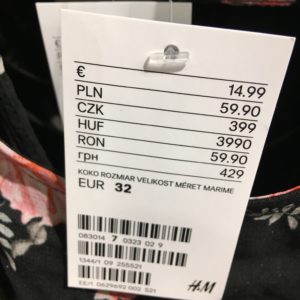 ポーランド衣料品の物価　ワンピースの価格